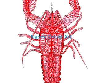 A4 Intricate Patterned Lobster Print