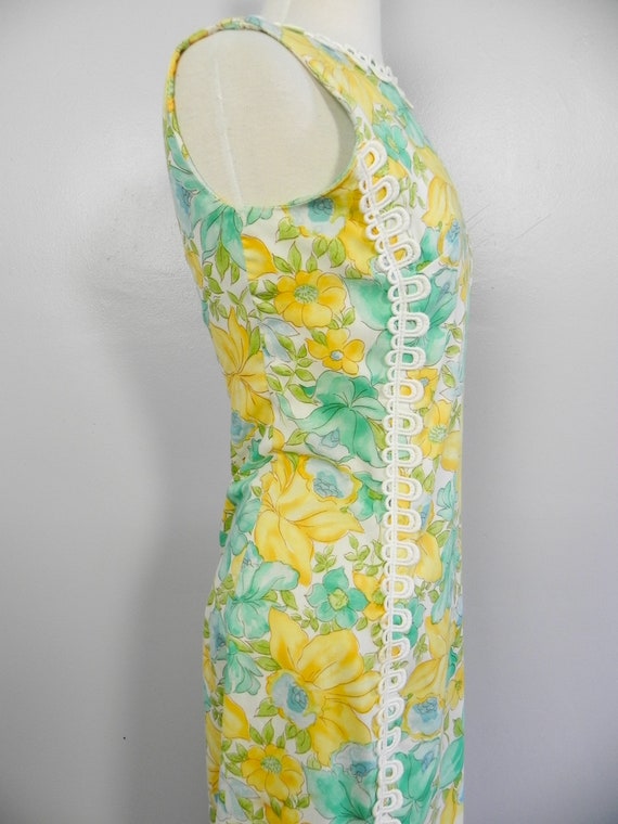 Vintage Dress Tropical 60s Yellow Turquoise Maxi … - image 5