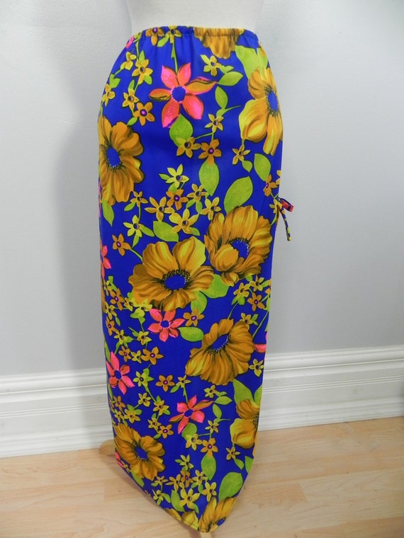 Vintage 1960s Hawaiian Maxi Skirt - 60s Hawaiian … - image 2