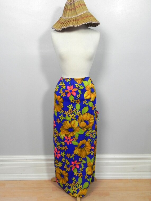 Vintage 1960s Hawaiian Maxi Skirt - 60s Hawaiian … - image 1