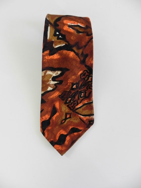 Vintage 60s Tapa Hawaiian Tiki Tie - image 3