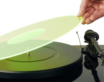 Acrylic Turntable Mat  1175 Greenlit Vinyl Record Acrylic Mat  Precision Machined Acrylic Turntable Platter Mat wRecord Label