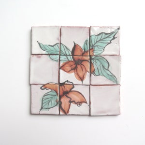 Tile mural ceramic deco - Pottery Decorative tile - Art tile - Back splash tiles - hand painted tiles - diy project - 6x6 tile set - pottery