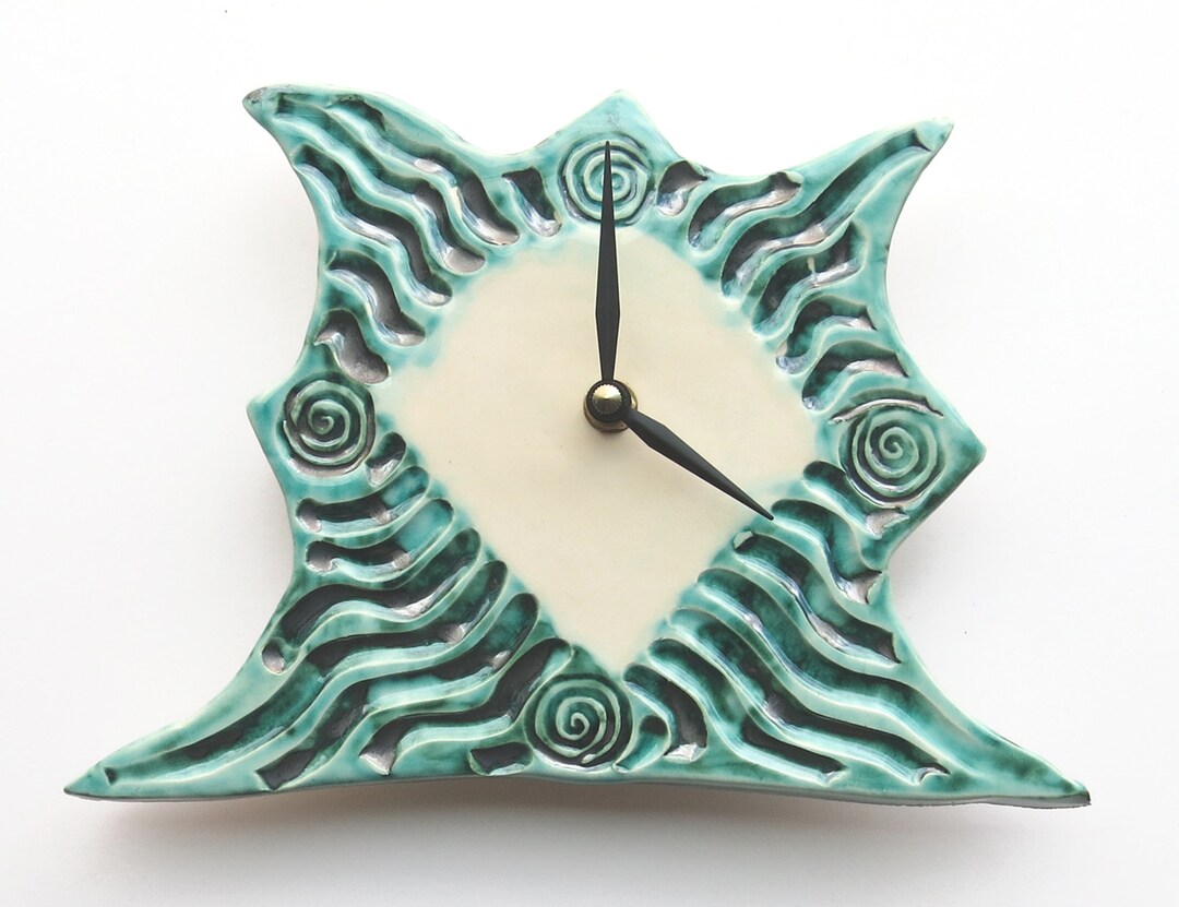 Wall Clock Green Wall Sculpture Spiral Motif Wall Clock Art Piece Clock