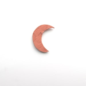 Terracotta Moon Wall Hanging: Small Ceramic Sculpture, Celestial Decor