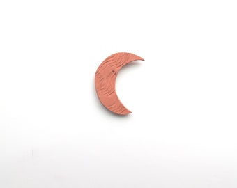 orange terracotta moon, small ceramic wall hanging, 3 inch Wall Sculpture, Celestial decor, farmhouse crescent moon, good night moon, wall