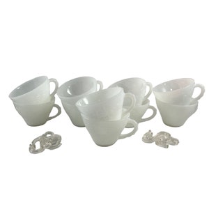 Anchor Hocking Harvest Grape Cups Milk Glass 10 Punch Cups 8 Hooks