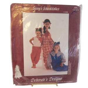 Vintage Deborah&#39;s Designs Summer Jumpsuit Dress Jumper Pattern Toddler 1-4 UNCUT