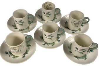 6 Wedgwood Woodbury Bond Shape Demitasse Cups Saucers Espresso MCM Cottagecore