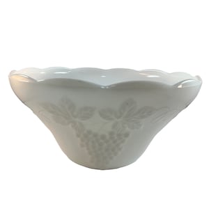 Vintage Anchor Hocking Ernte Trauben Bowle Milchglas Bogenrand