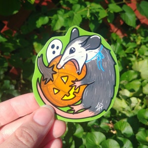 Halloween Spooky Opossum Waterproof Vinyl Sticker