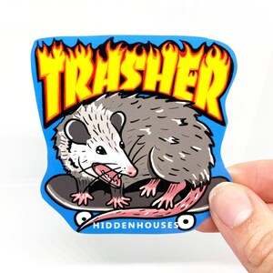 Trasher Opossum Waterproof Vinyl Skateboard Sticker 3"