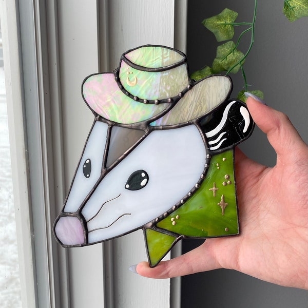 Green Cowboy Opossum Vidrieras Suncatcher
