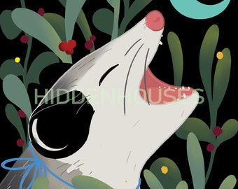 Cottagecore Floral Opossum Print