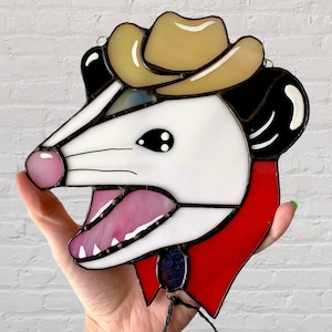 Made to order: Stained Glass Cowboy Opossum