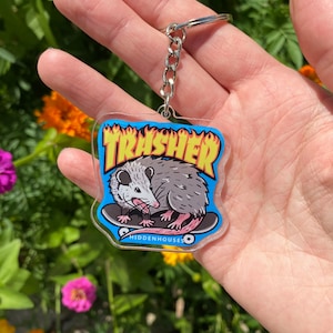 Trasher Opossum Acrylic Keychain