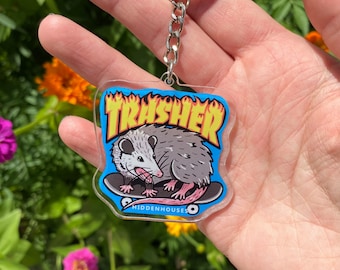 Trasher Opossum Acrylic Keychain