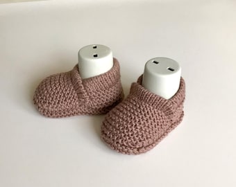 Patucos de bebé tejidos a mano, pantuflas para recién nacidos, 6-9 meses