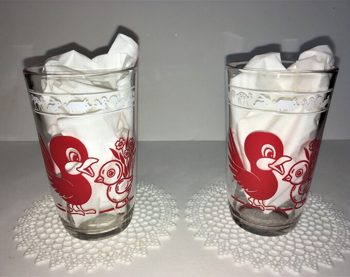 Vintage Swanky Swig Glasses 2 Animal Juice Glasses Elephant Etsy