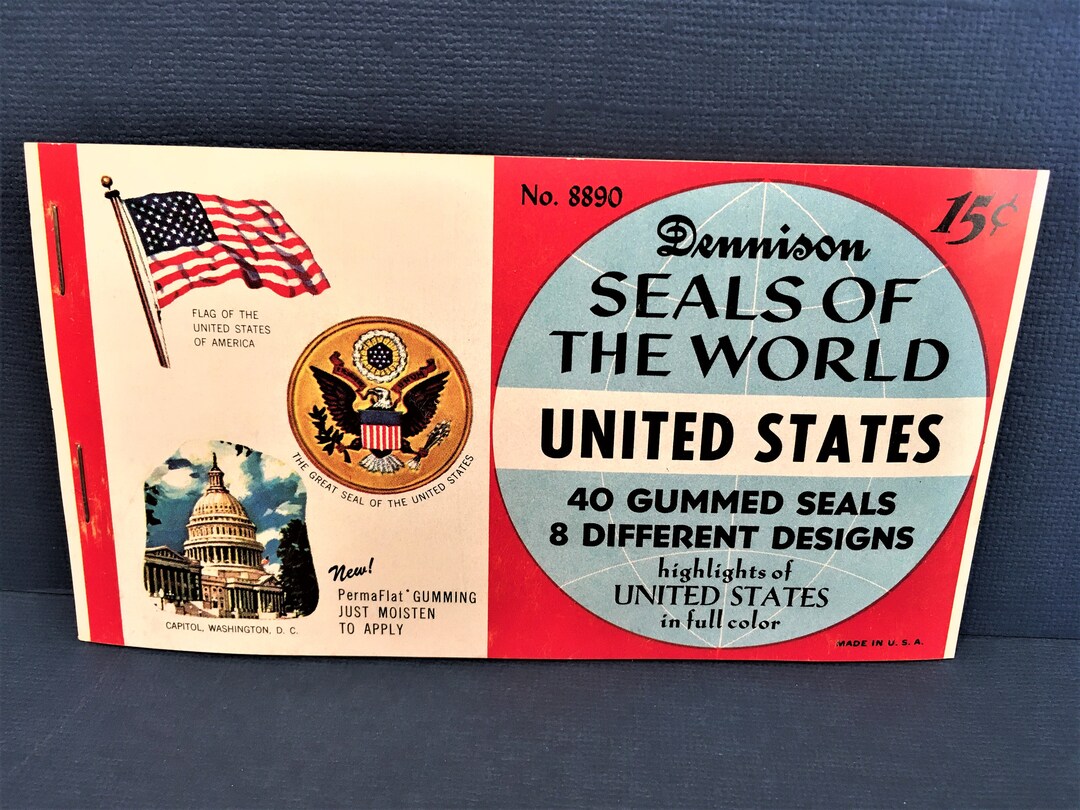 Vintage Dennison Patriotic Seals HTF 1940s USA Seals of the World US