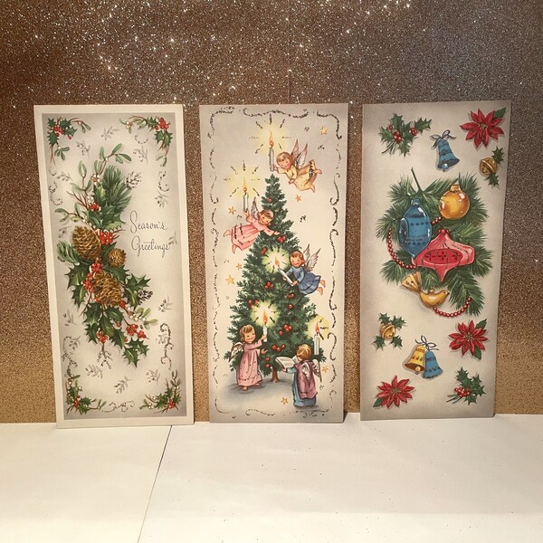 Vintage Glitter Christmas Cards Etsy