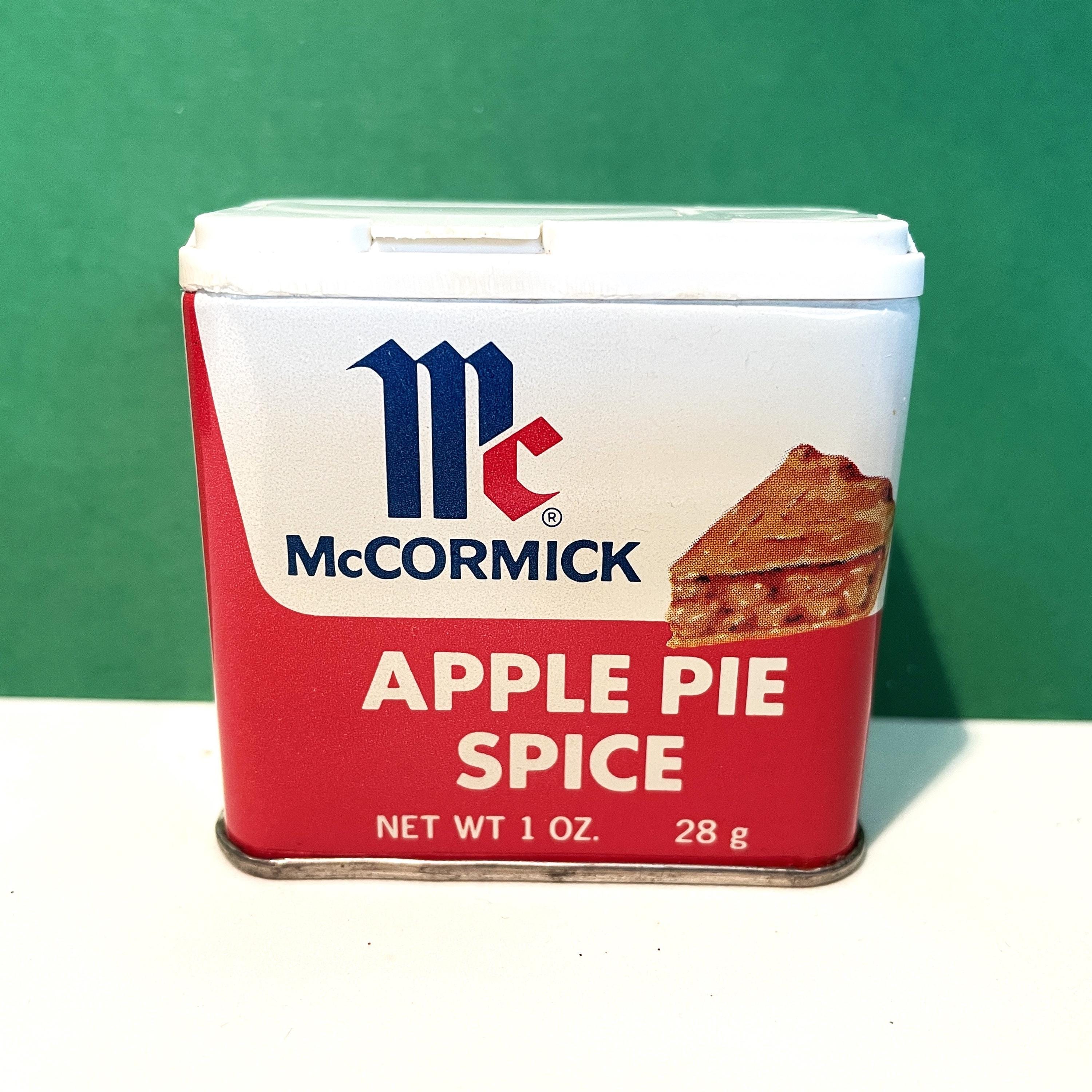 Vintage Mccormick Apple Pie Spice Tin, Slice of Pie Graphic, 1970s