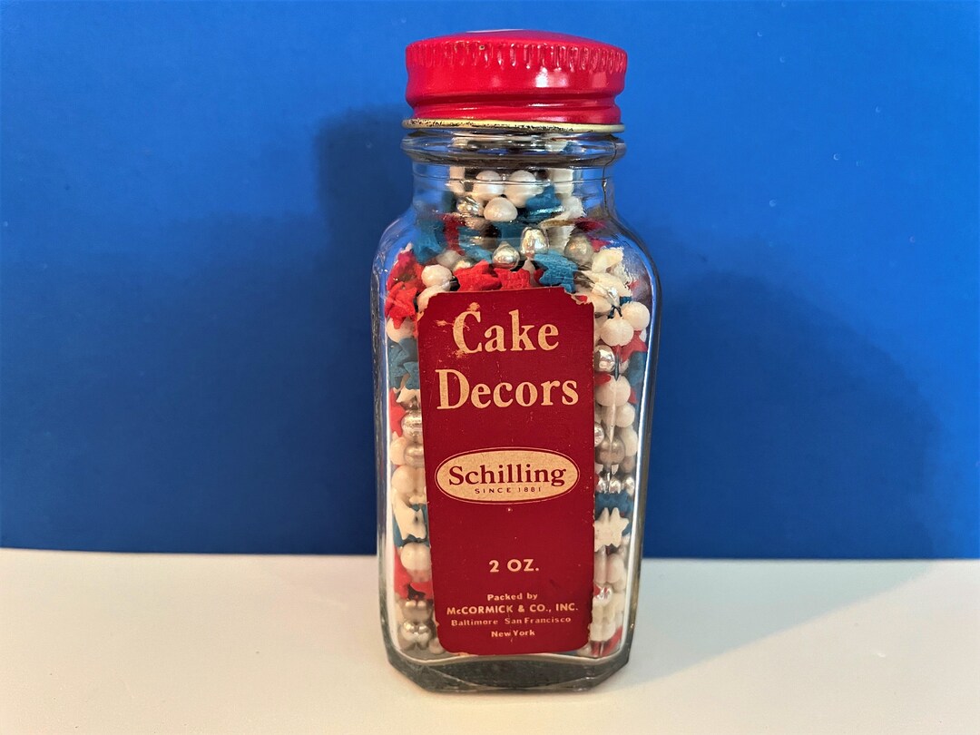 Vintage Sprinkles Jar 1950s Schilling Cake Decors Glass Bottle Etsy
