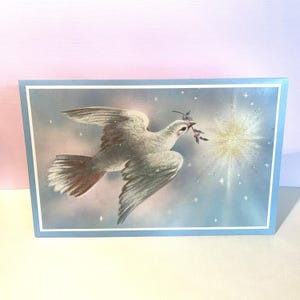 Vintage Dove of Peace Christmas Card: 1960s Mica Sparkling NOS