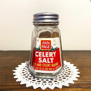 Vintage Ann Page Spice Jar: 1940s Celery Salt, Aluminum Top