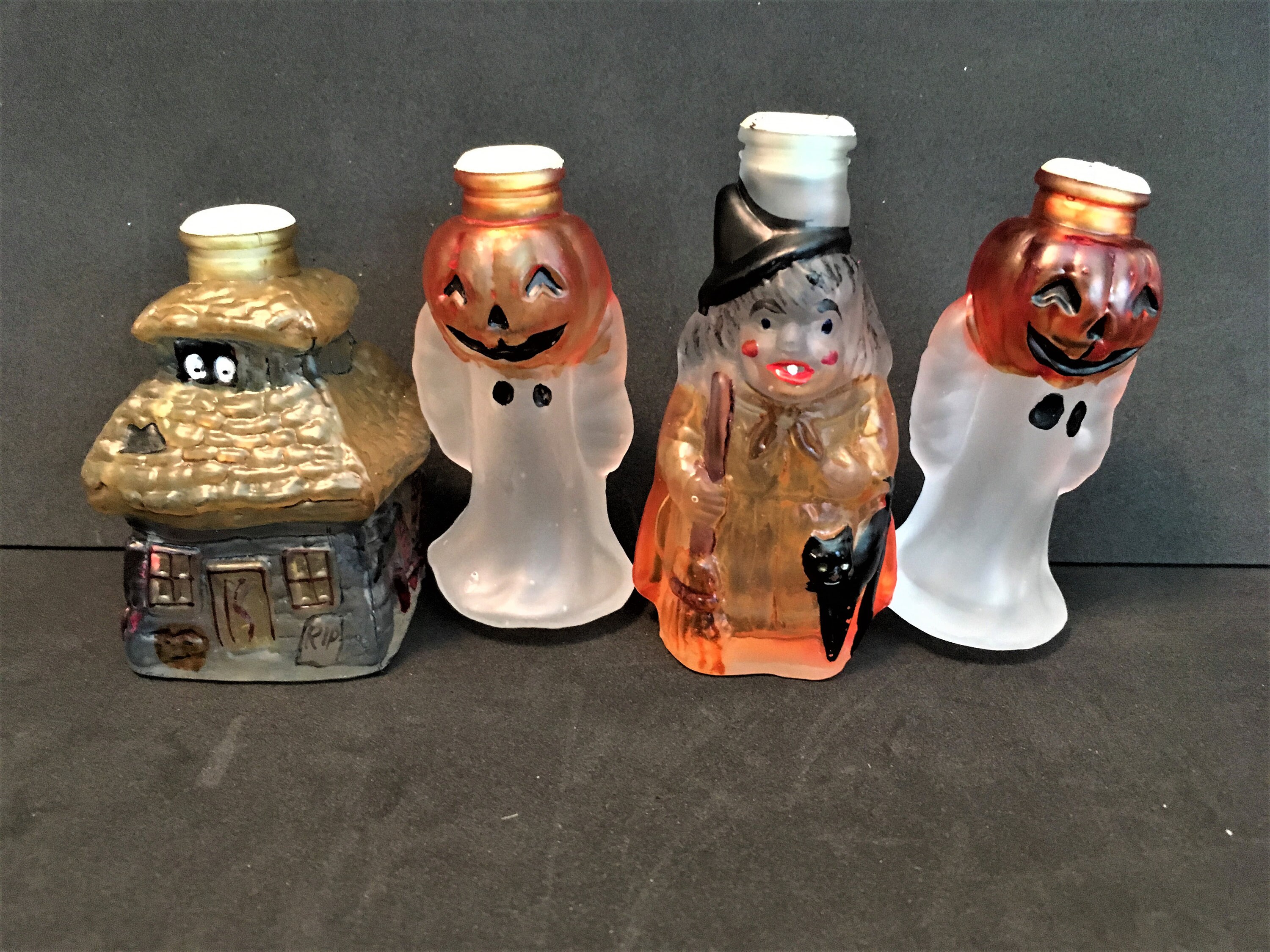 Vintage Halloween Light Covers Old World Glass set of 4 Etsy