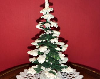 Vintage 1950s Snow Covered Paper Christmas Putz Tree: Mica, 9 Tiers, Holiday Decor, Western Germany, NOT A REPRO