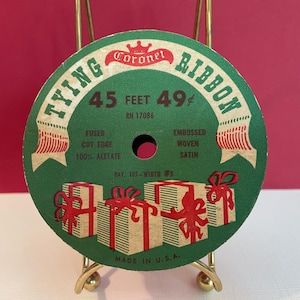 Vintage Coronet Christmas Ribbon Spool: 1950s Holiday Display