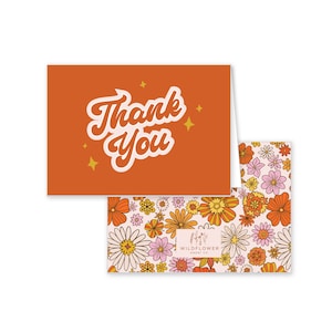 Retro Floral Thank You Cards / Thank You Notes / 70s Floral Stationery Set / Wedding Stationery
