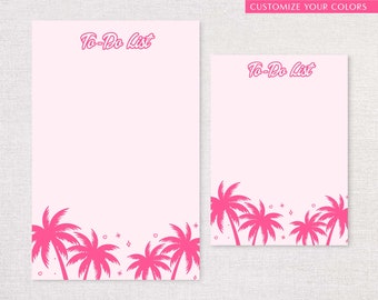 Pink Palm Tree Notepad | Malibu Barb | Girly Malibu To-Do List | Custom Pink Notepad | Grocery List | Palm Trees