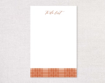Autumn Plaid To-Do List Notepad | Printed Notepad | Customizable Notepad | Market List | 100 pages