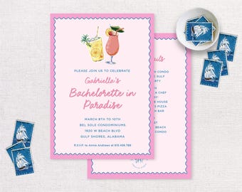 Bachelorette in Paradise Digital Download | Editable Bridal Bachelorette Party | Cocktails | Birthday Beach Party | Printable