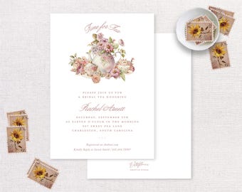 Baby Shower Tea Party Invitation | Baby Sprinkle Digital Download | Afternoon Tea | Printable | Watercolor Time for Tea | A Baby is Brewing