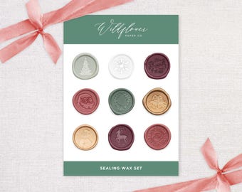Christmas Wax Seal Set | Holiday Stationery | Santa Snowflake North Pole Wreath  | Set of Stamps | Sealing Stamps | Christmas Cards