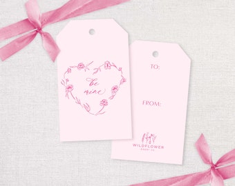 Be Mine Valentine's Day Tag | Valentine Gift Tag | Baking Tag | Classroom Favor Tag | Floral Gift Tags | Stationery Tags