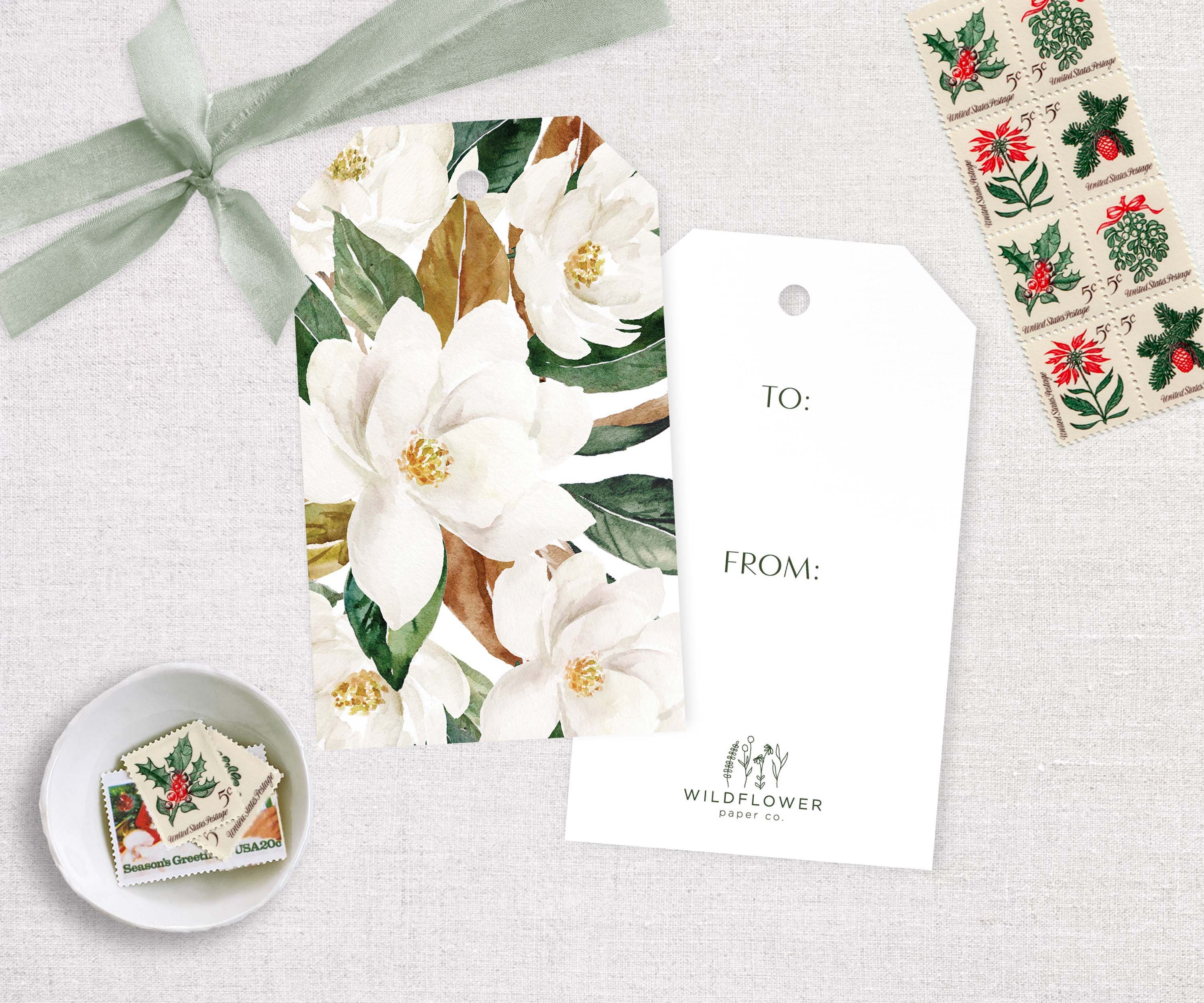 Watercolor Magnolia Gift Tag | Holidays Present Tag | Merry Christmas ...