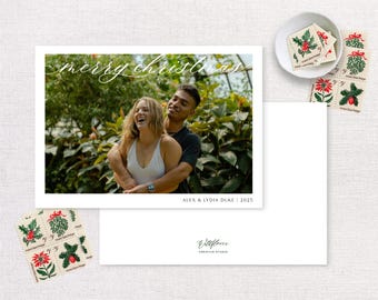Classic Christmas Script Photo Card | Printable Photo Card | Script Minimalistic | Family Christmas Card | Modern Christmas Custom 5 x 7