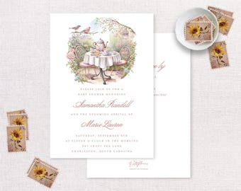 Baby Shower Digital Download | Sprinkle | Afternoon Tea Invite | Watercolor Tea Party | Pink Girly | A Baby is Brewing | Teapot | Printable