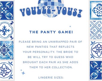 Voulez Vous Panty Game Detail Card | Mamma Mia Bachelorette Digital Download |  Bachelorette Party | Hen Party | 4.25x5.5 Template