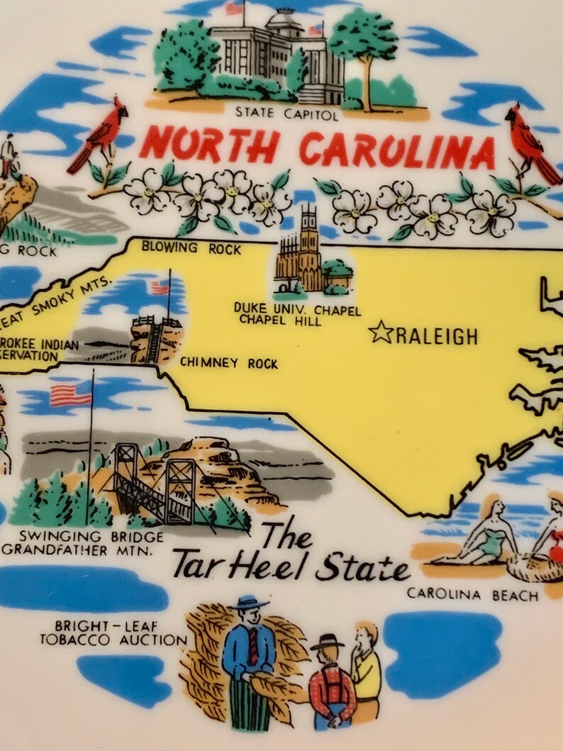 Placa estatal de Carolina del Norte la placa de recuerdo del Etsy