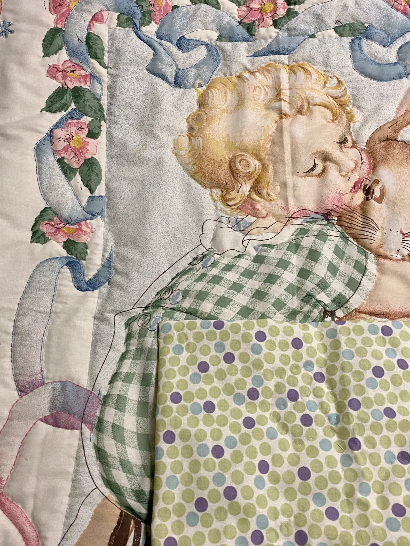 Vintage Hand Stitched Baby Quilt Daisy Kingdom Baby Quilt Etsy