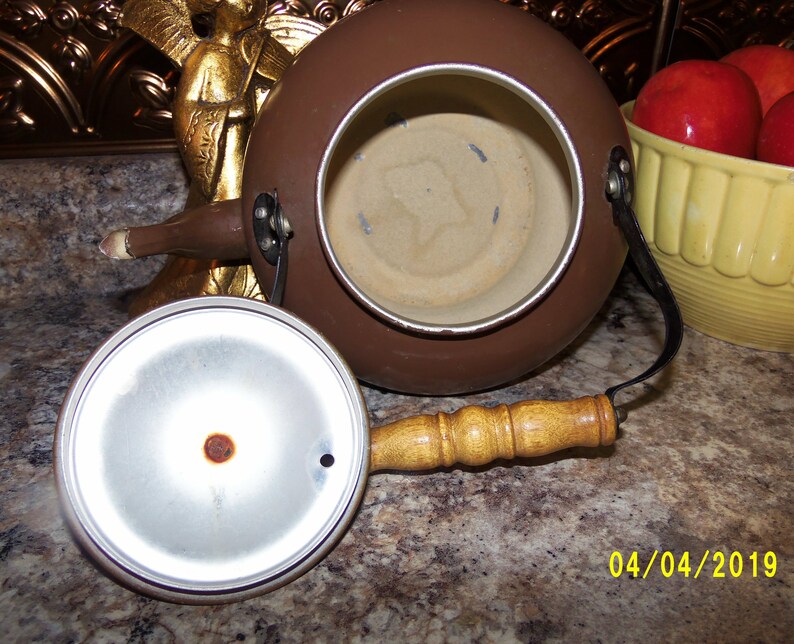 Brown Enamelware Tea Kettle Made in Taiwan Tea Kettle Etsy