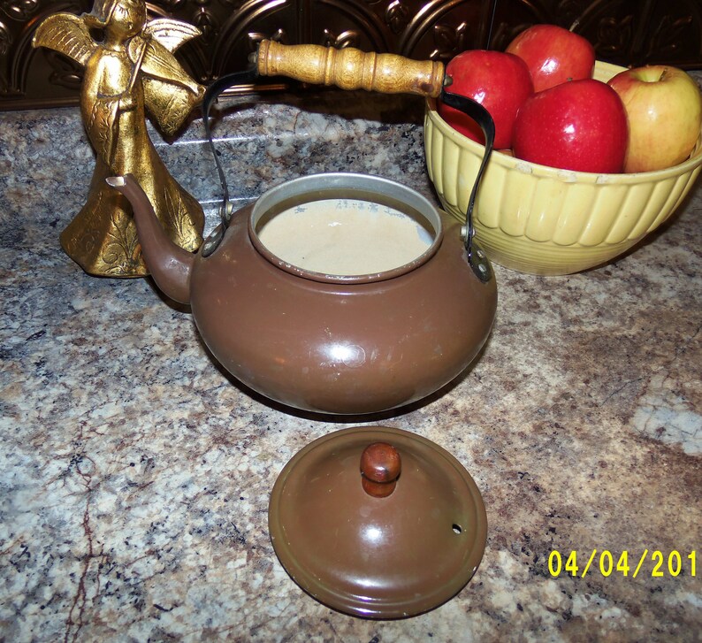 Brown Enamelware Tea Kettle Made in Taiwan Tea Kettle Etsy