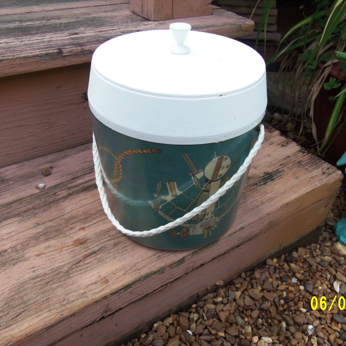 Nautical Ice Bucket Retro Plastic Ice Bucket Ocean Ice Etsy