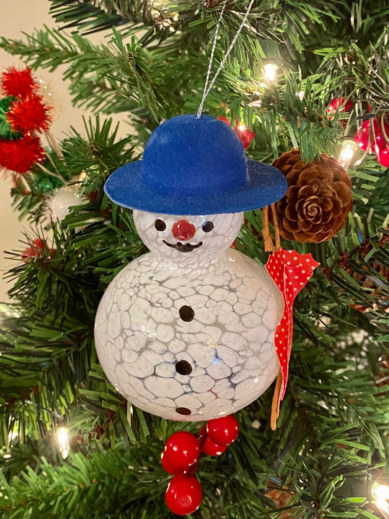 Handblown Glass Snowman Ornaments Made in Germany Glass Etsy