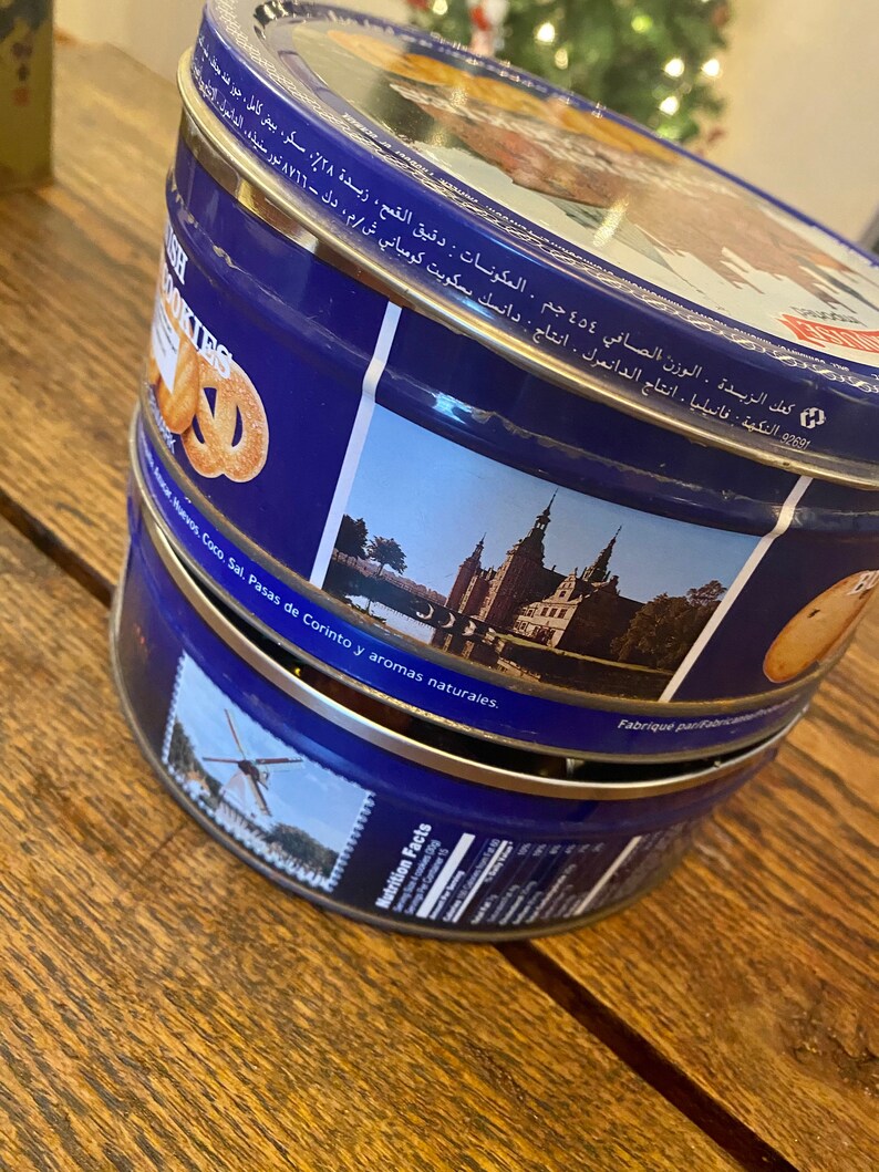 Vintage Danish Butter Cookie Tins Merry Christmas Tin Etsy